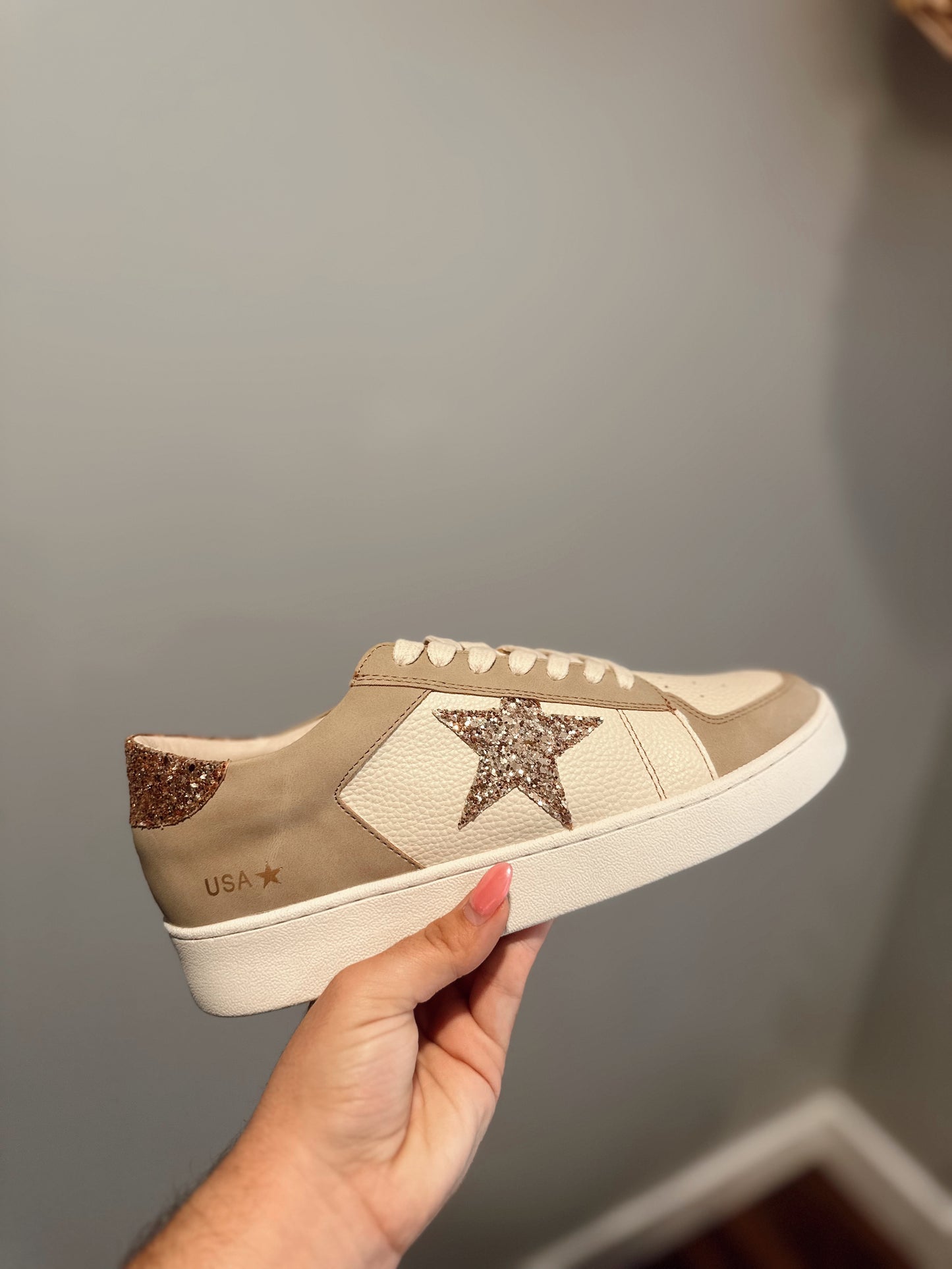 The Liberty Beige Glitter Star Sneaker