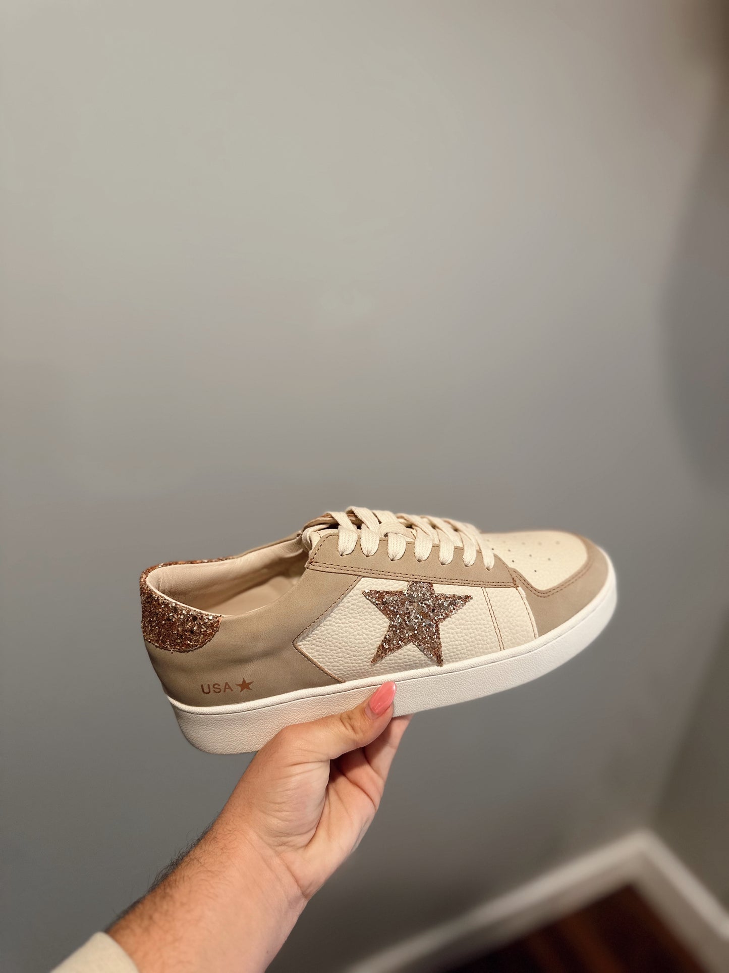 The Liberty Beige Glitter Star Sneaker