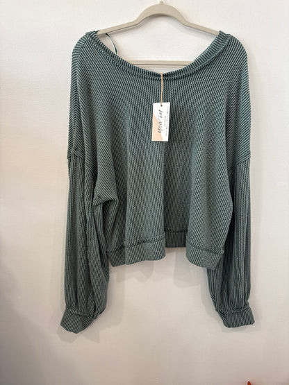 Moss Ribbed Top