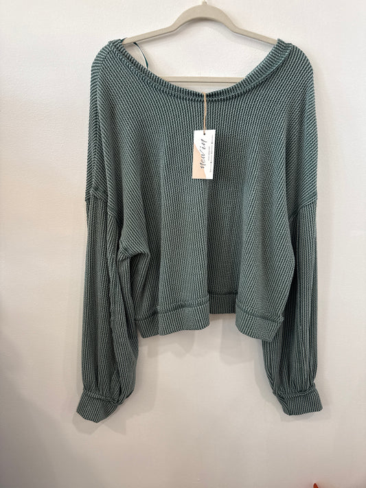Moss Ribbed Top