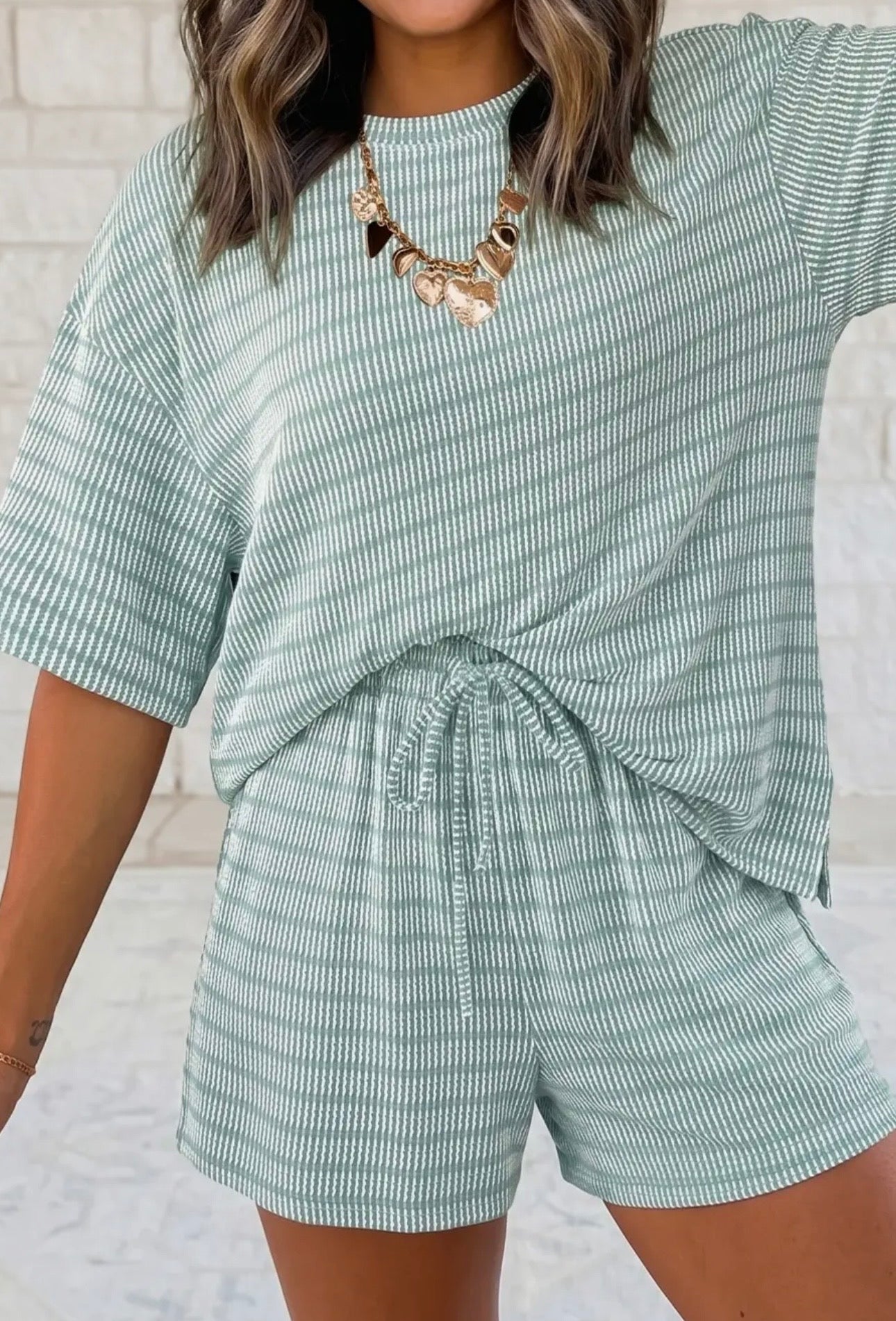 Ribbed Matching Set (Sea Faom)