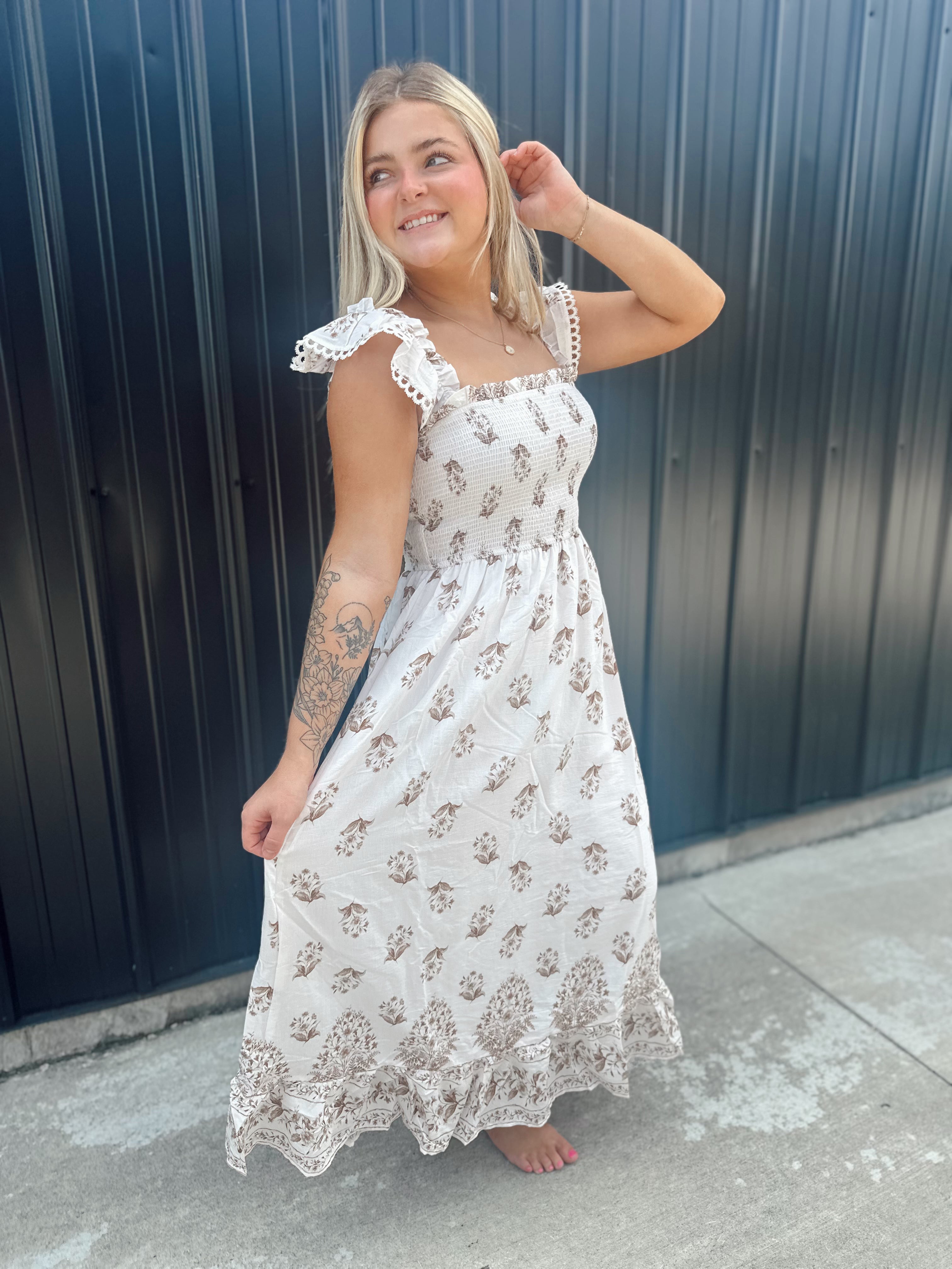 Neutral Flower Dress