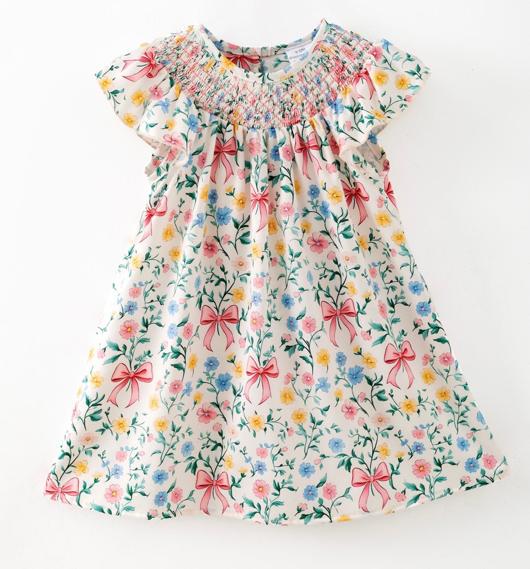 Bow Garden Smocked Girls Dress