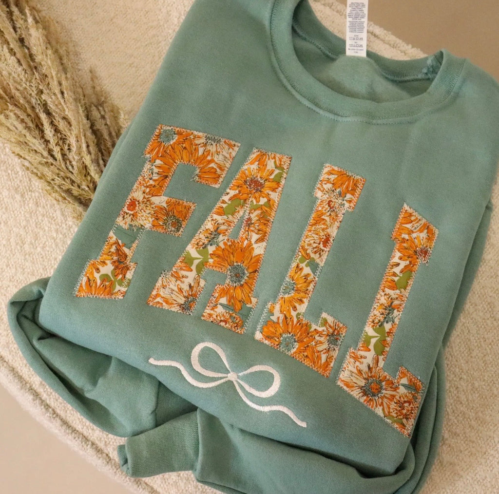 Sage Pumpkin Fall Embroidered Crewneck