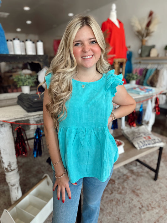 Show Time Top (Sky Teal)