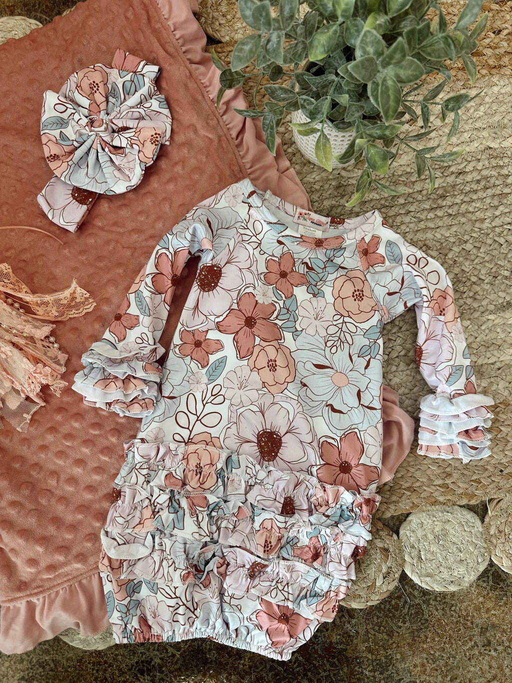 Pink Flower Gown w/Bow