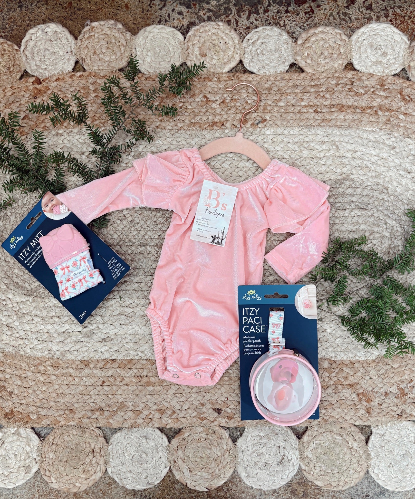 Baby Pink Velvet Onesie