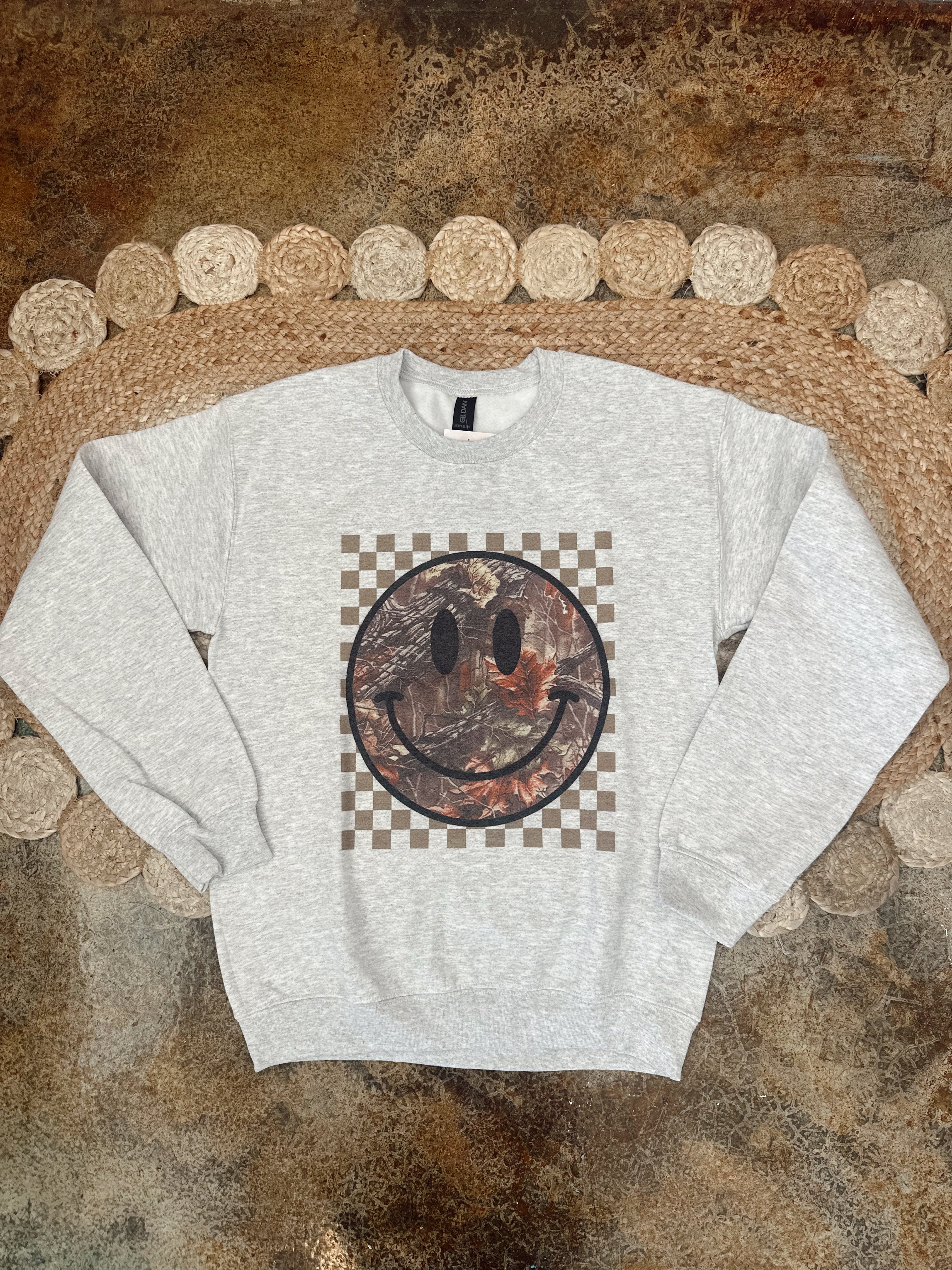 Camo Smiley Crewneck