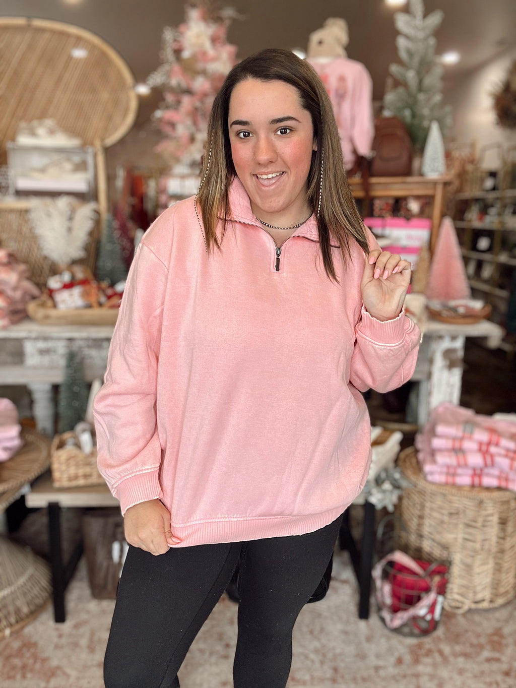 Harper Quarter-Zip Pullover (Rose)