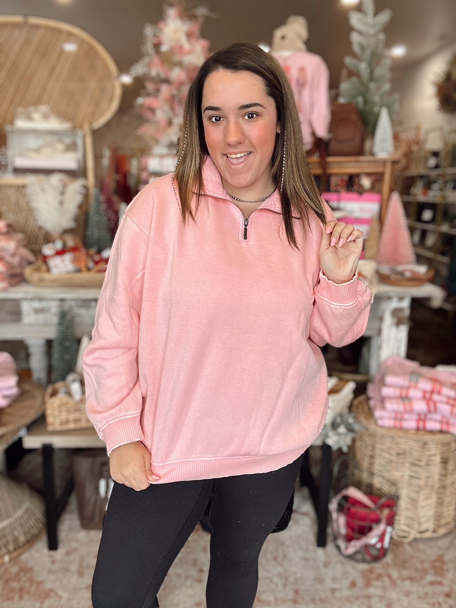 Harper Quarter-Zip Pullover (Rose)