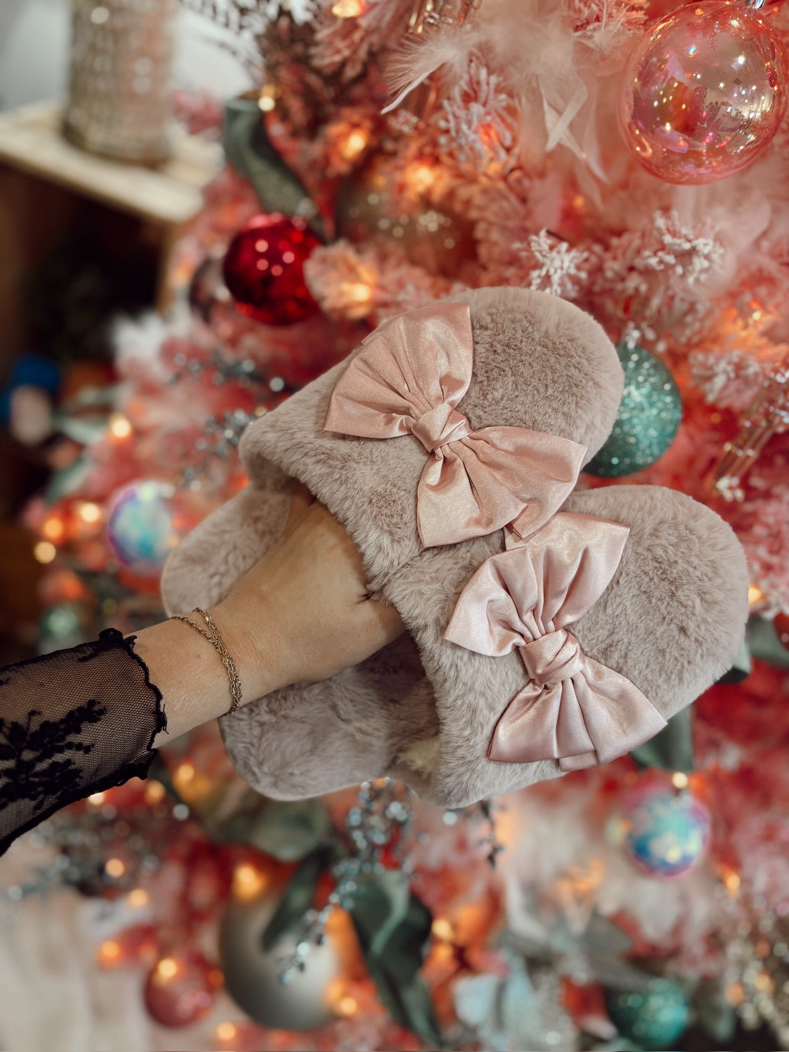 Pink Bow Slippers