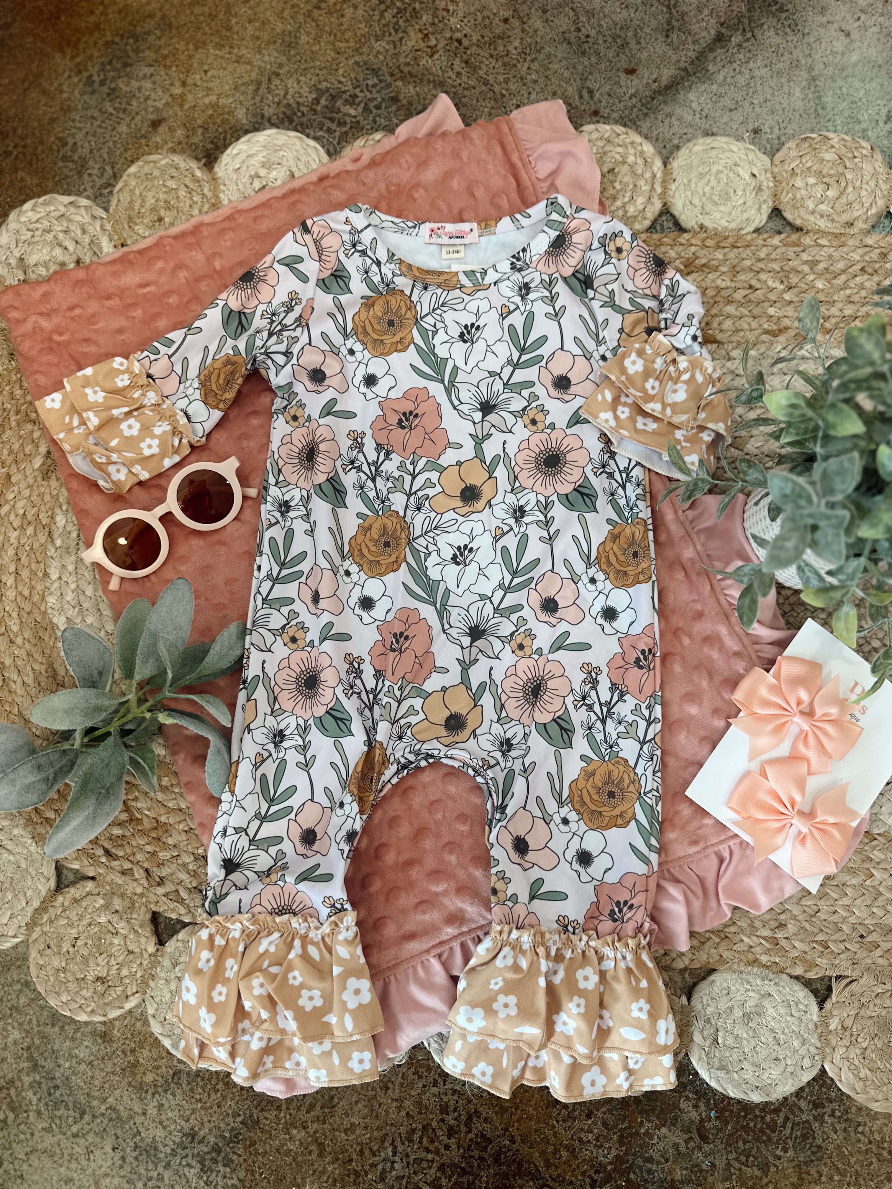 Yellow and Green Flower Romper