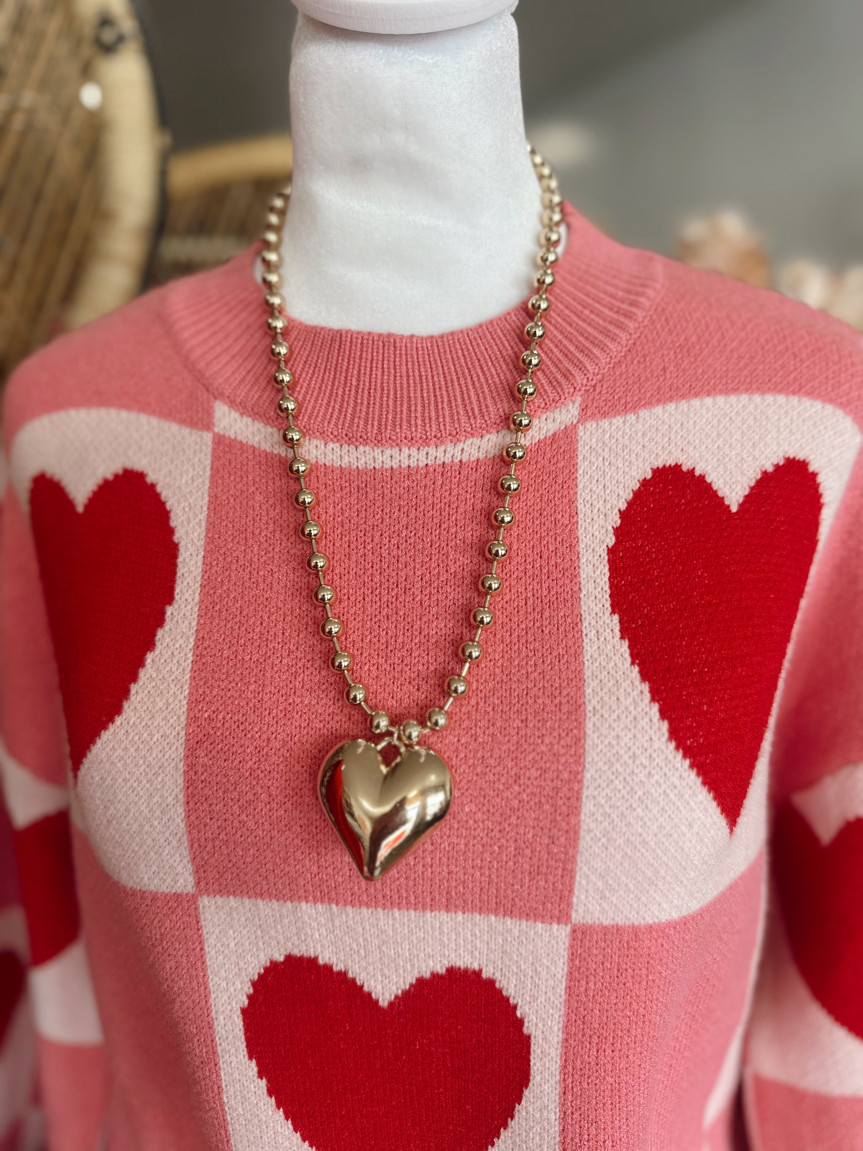 Long Chunky Heart Necklace