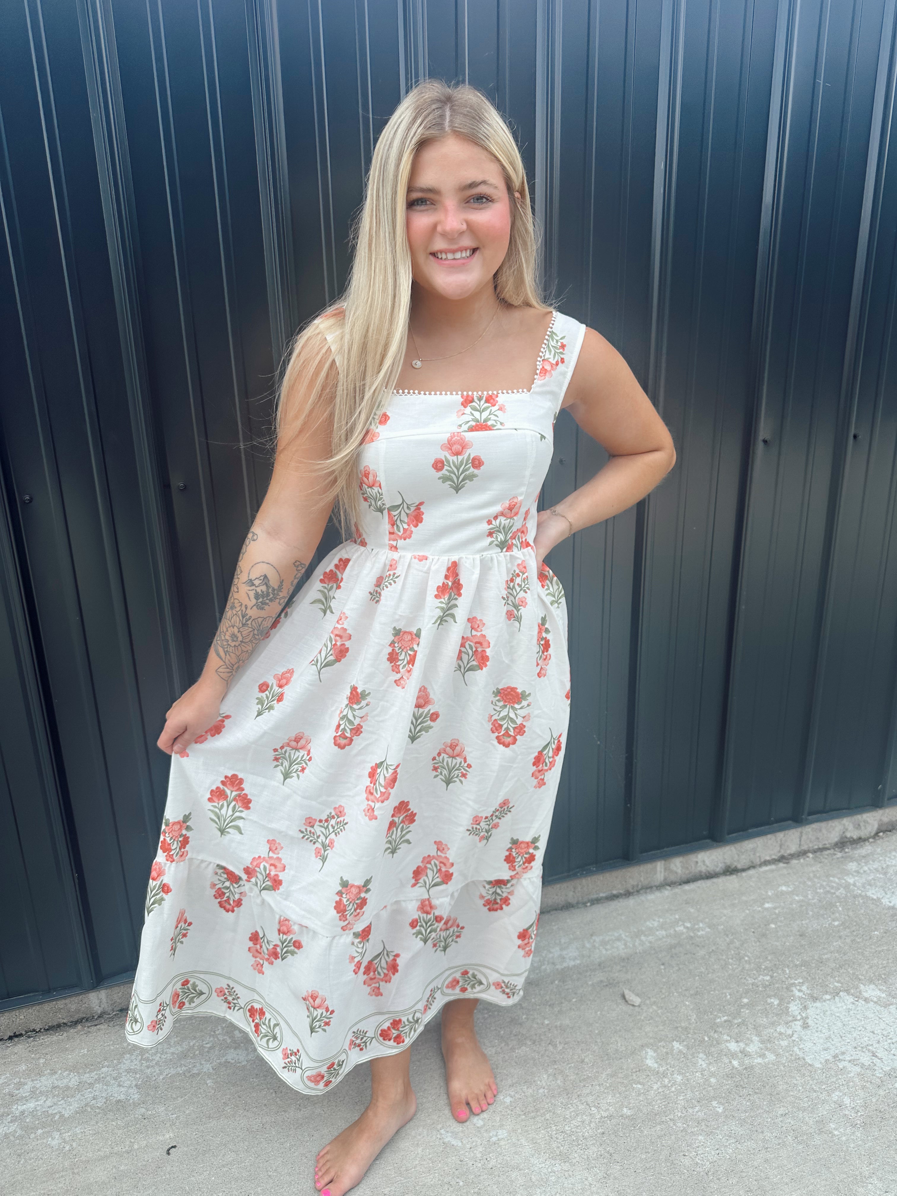 Floral Bouquet Midi Dress