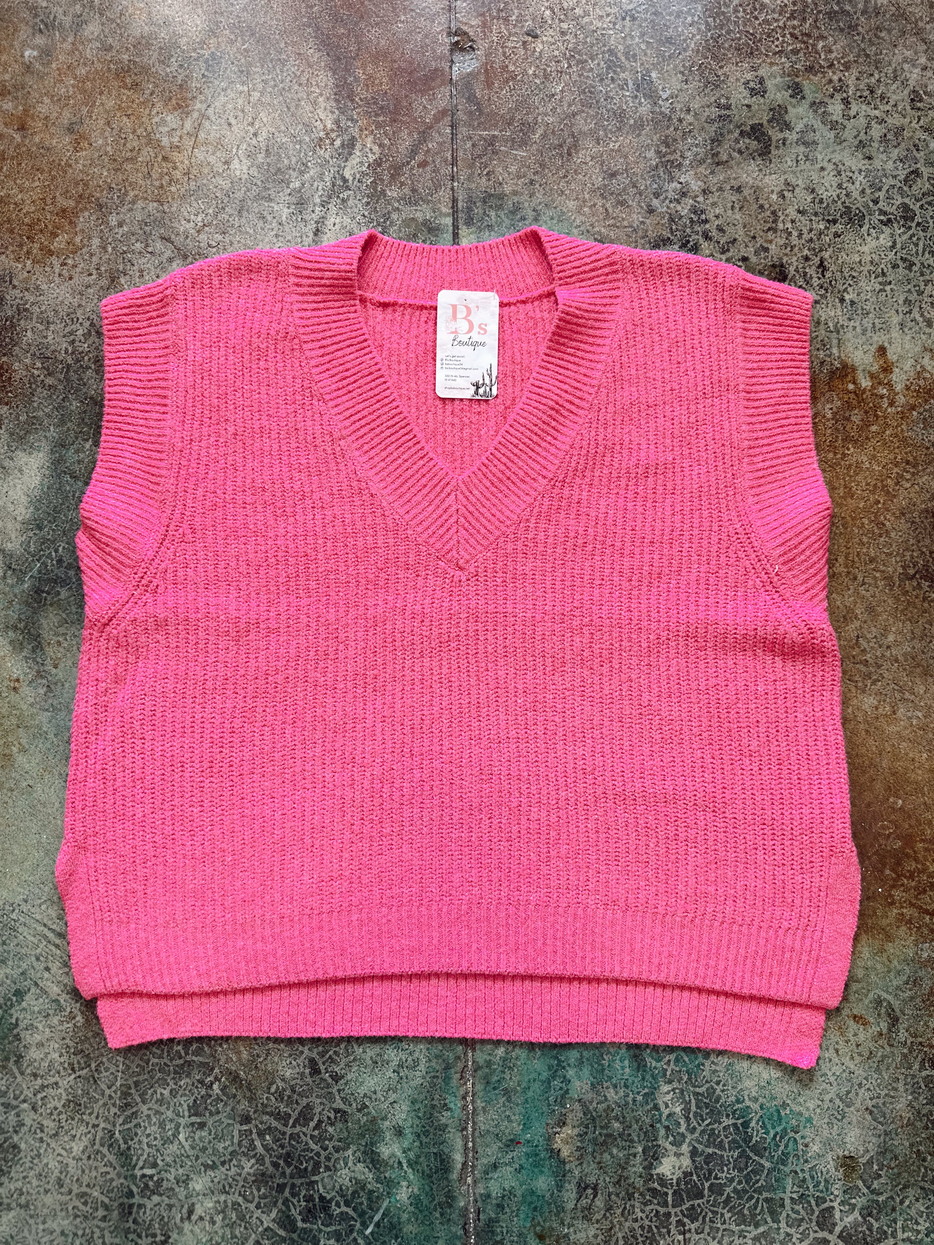 Riley Sweater Vest (Fuchsia)