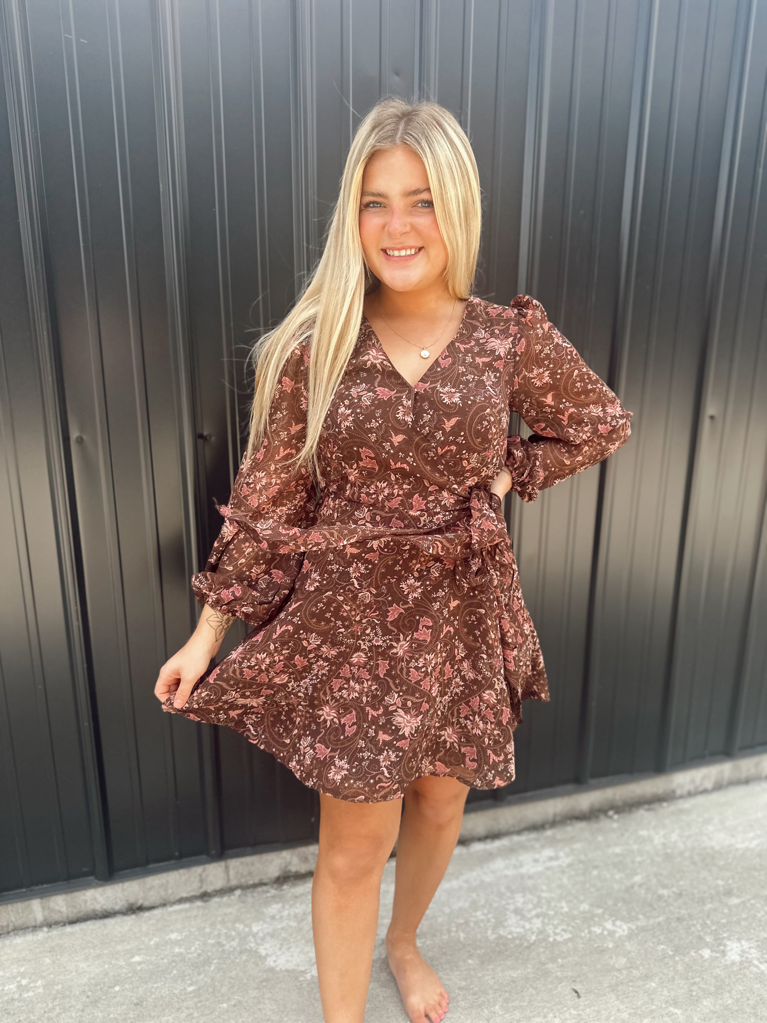 Floral Paisley Wrap Dress