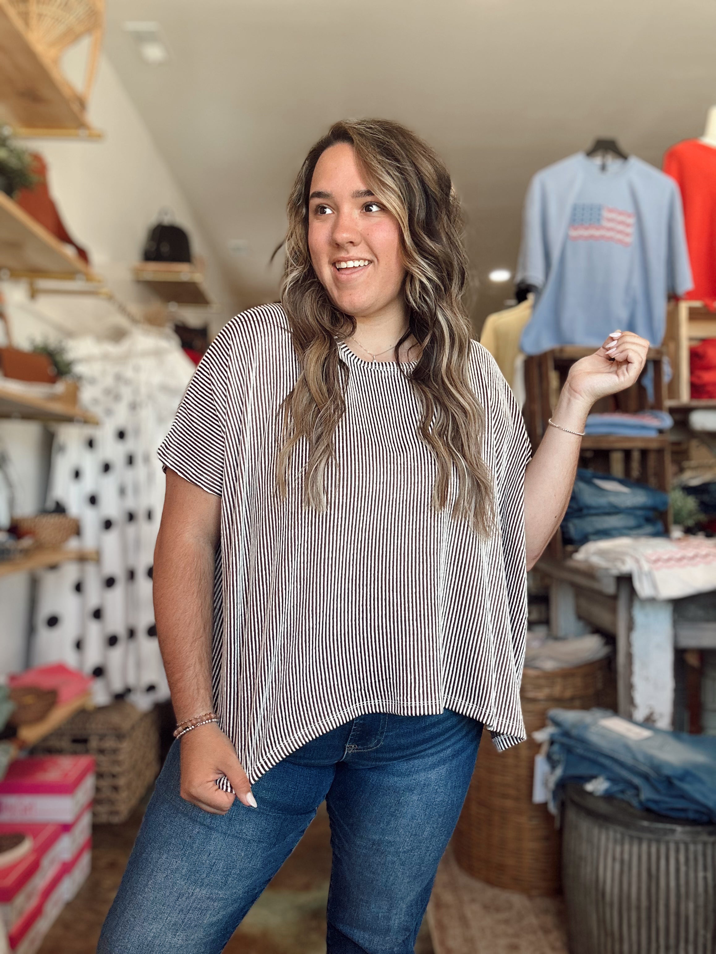 Everyday Ribbed Top (Brown)