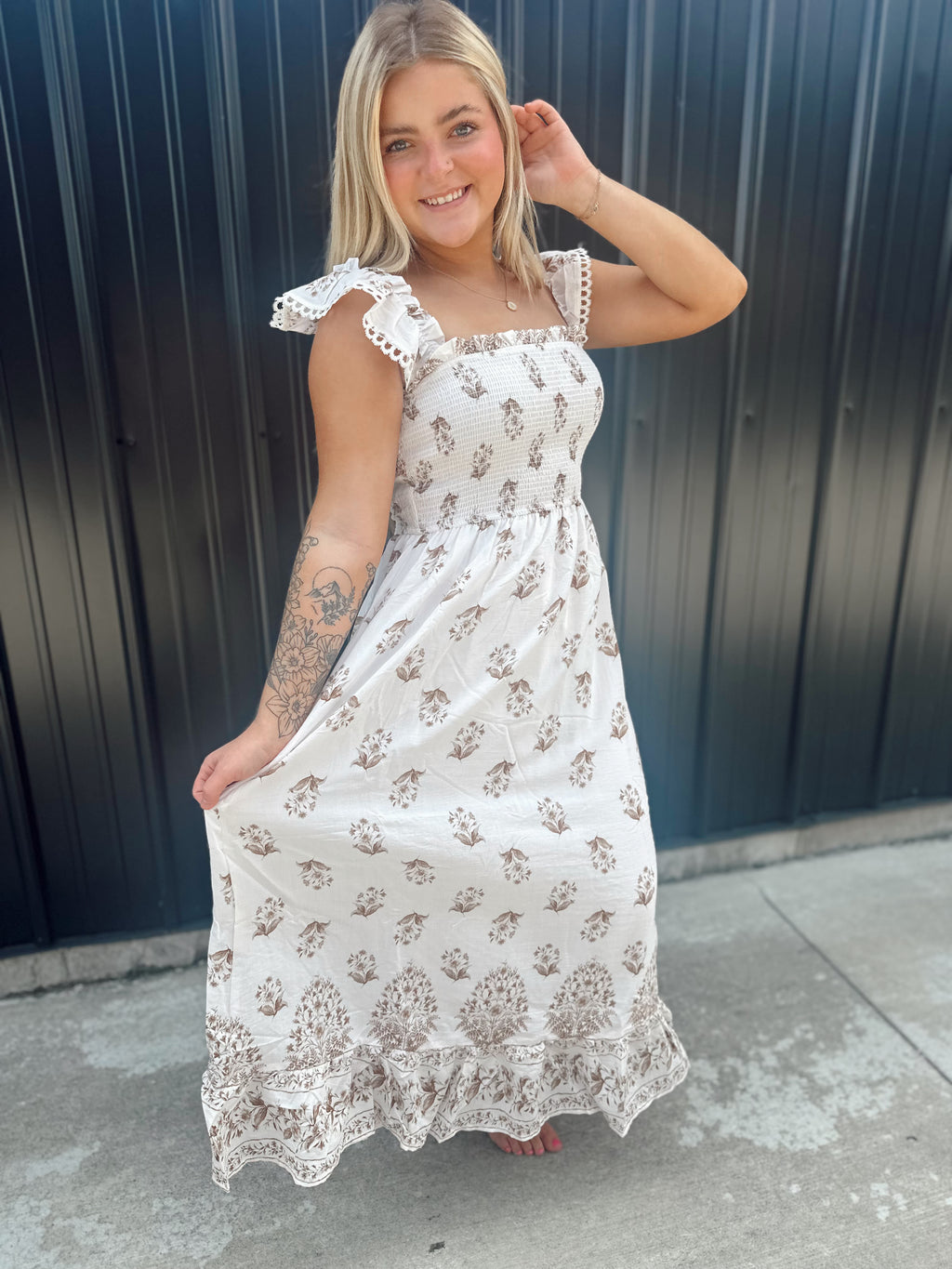 Neutral Flower Dress