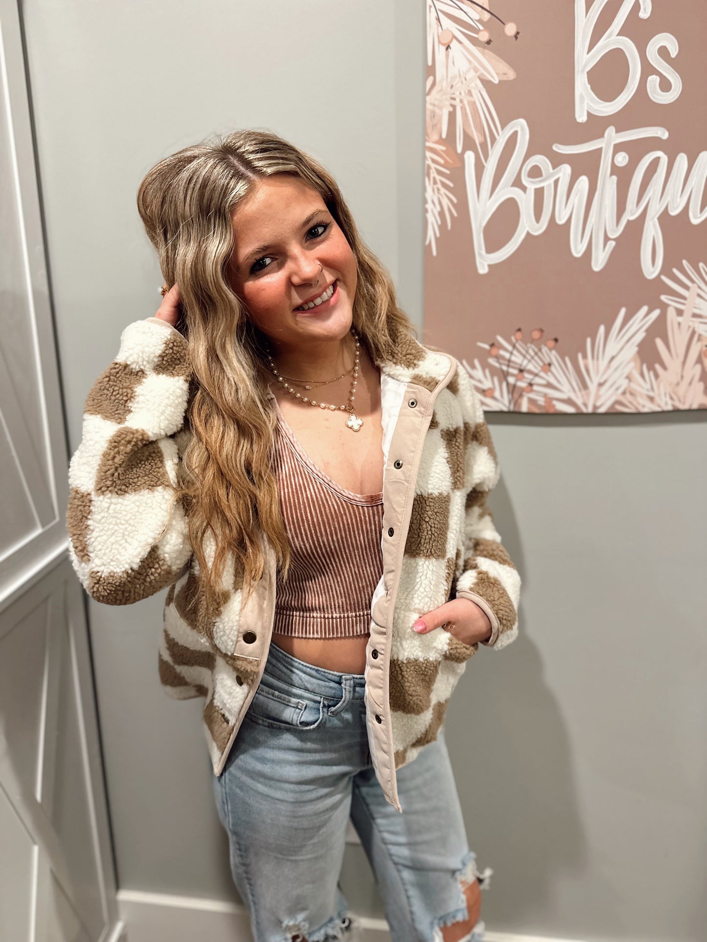 Checkered Sherpa Jacket