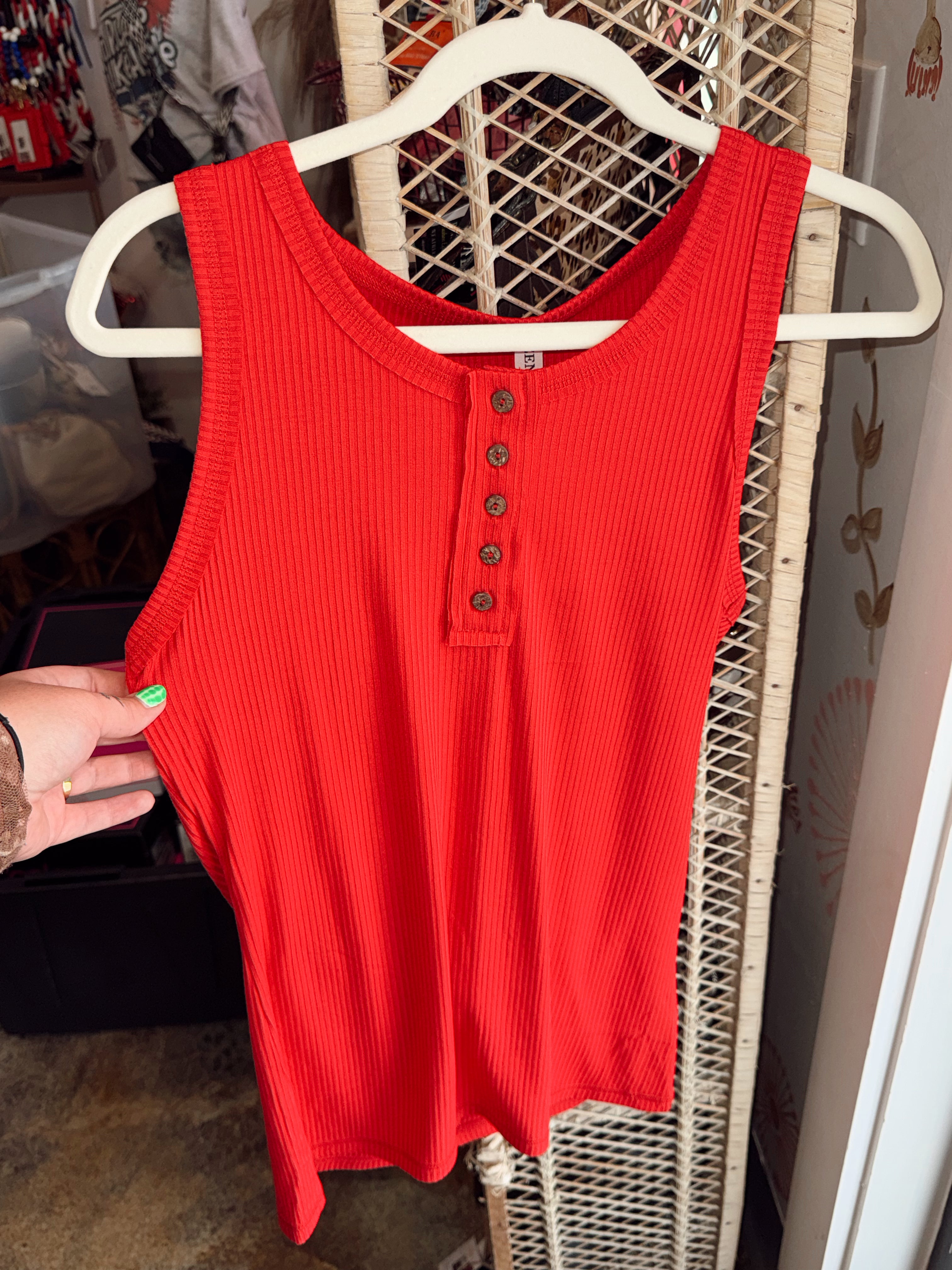 Red Snap Tank Top