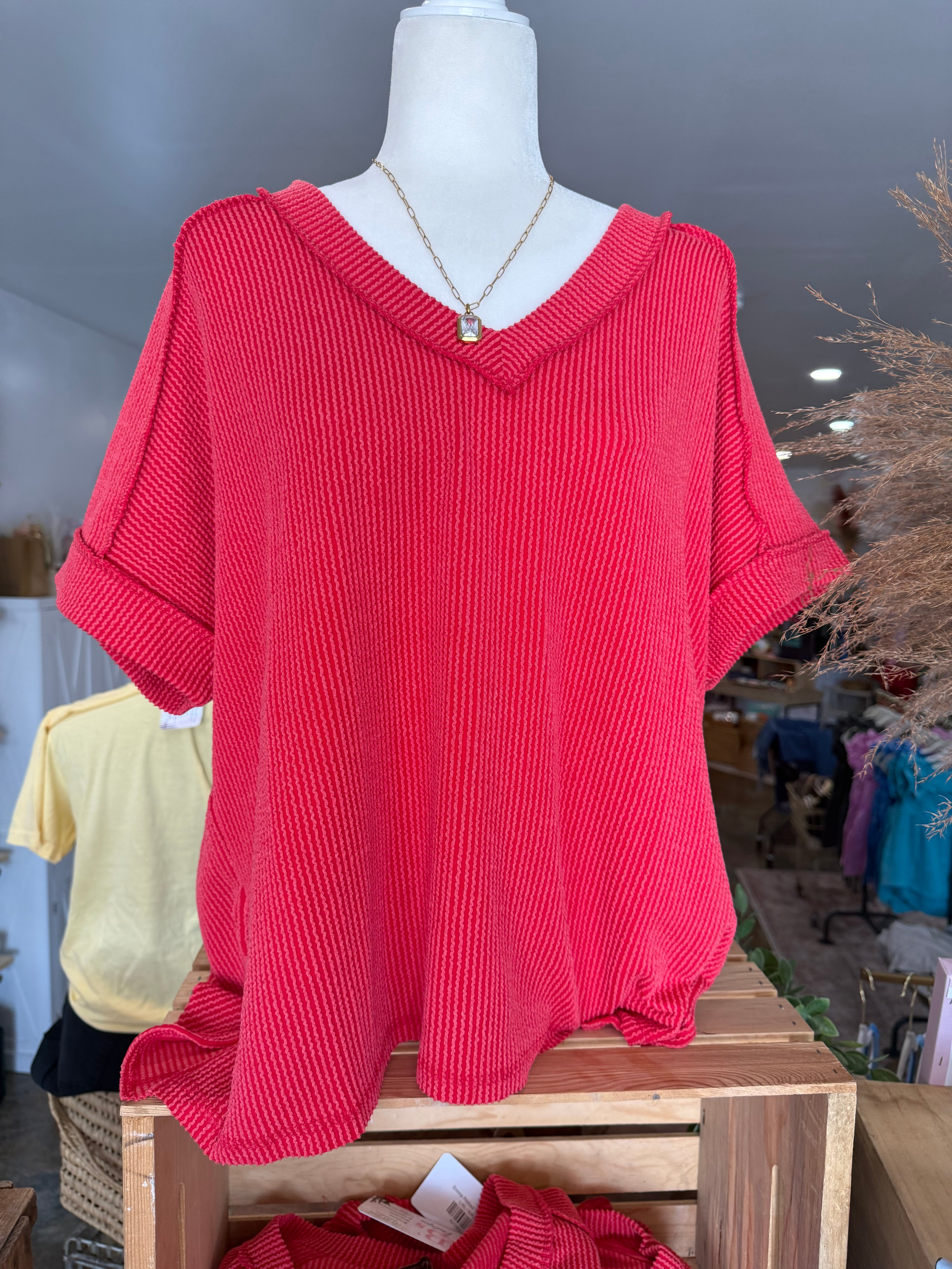 Emma Ribbed Top (Ruby)