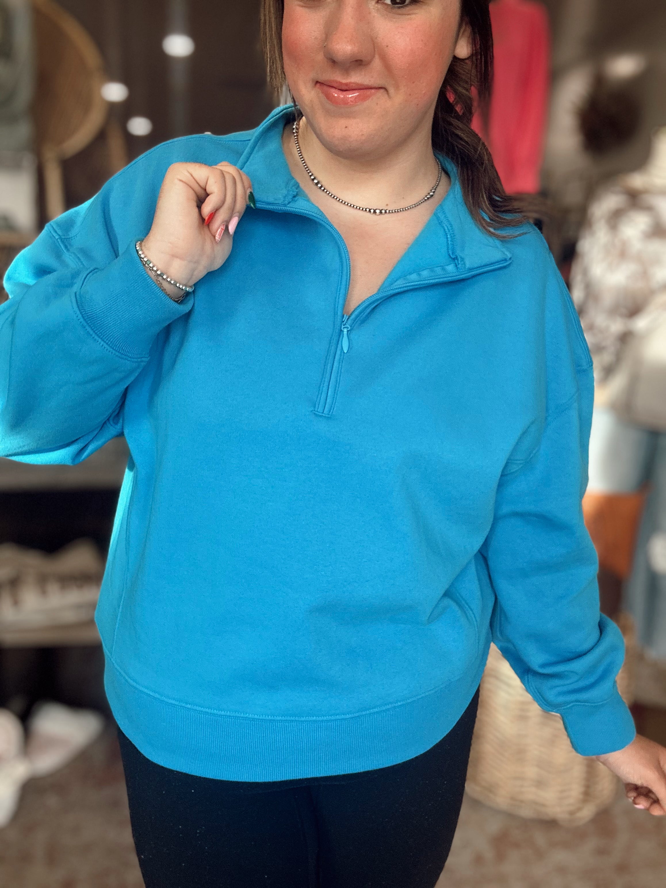 Ashely Half-Zip Pullover (Deep Sky)