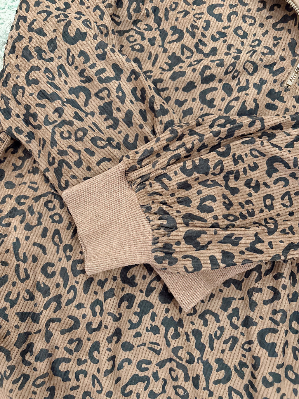 Leopard Quarter Zip (Brown)