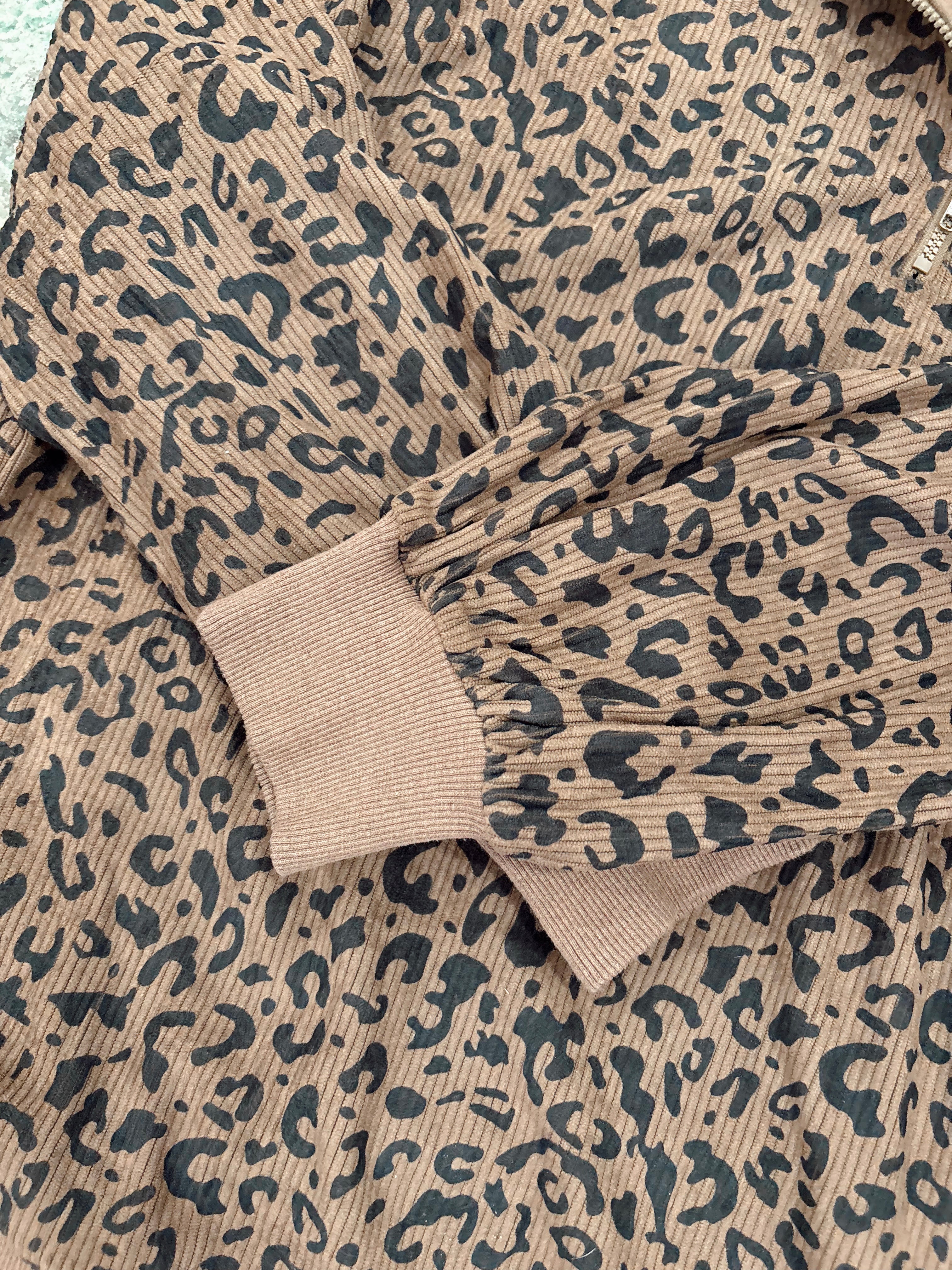 Leopard Quarter Zip (Brown)