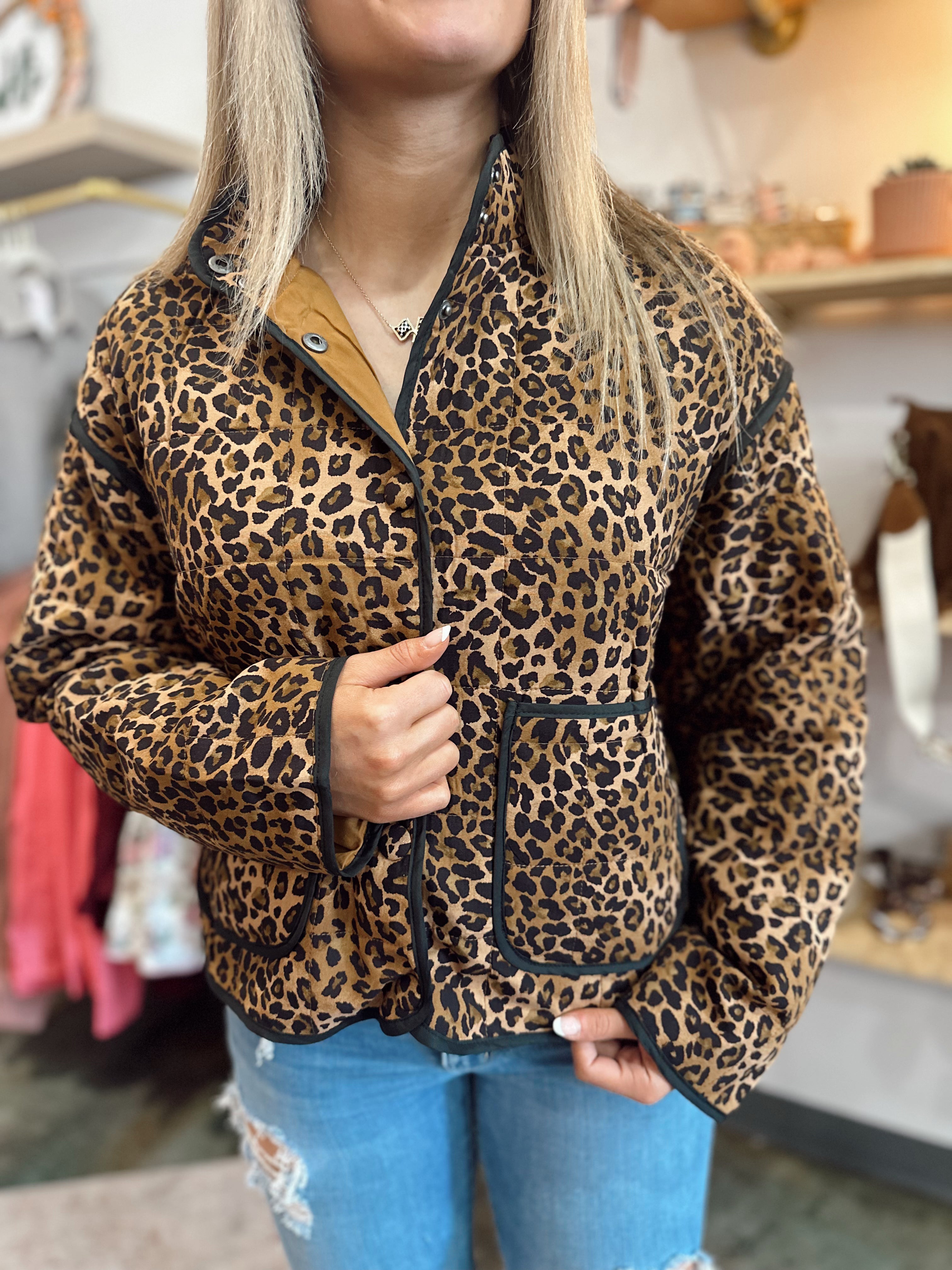 Leopard Snap Button Jacket