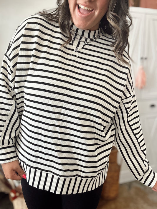 Black and White Stripped Autumn Top