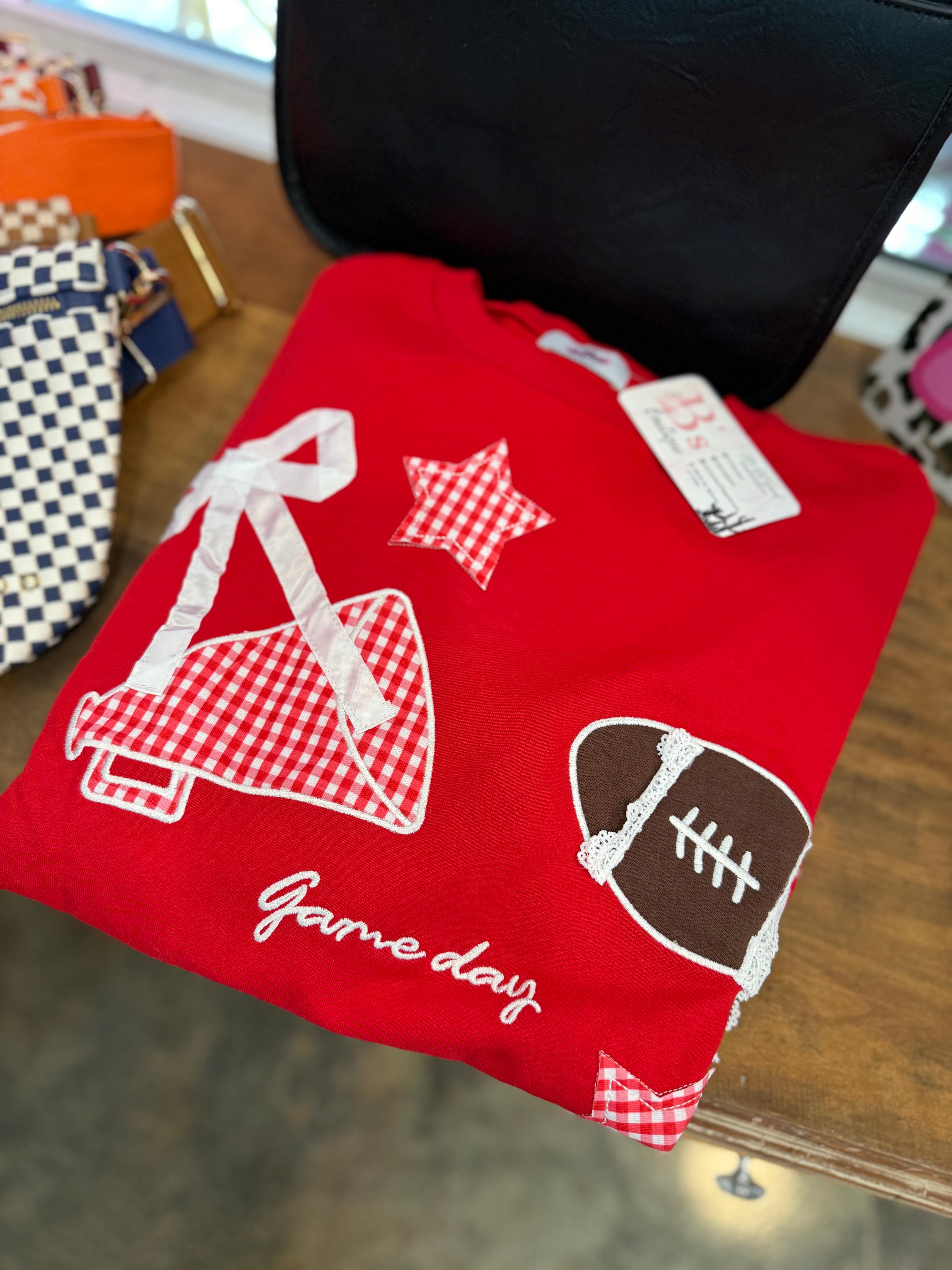 Game Day Embroidered Crewneck (Red)
