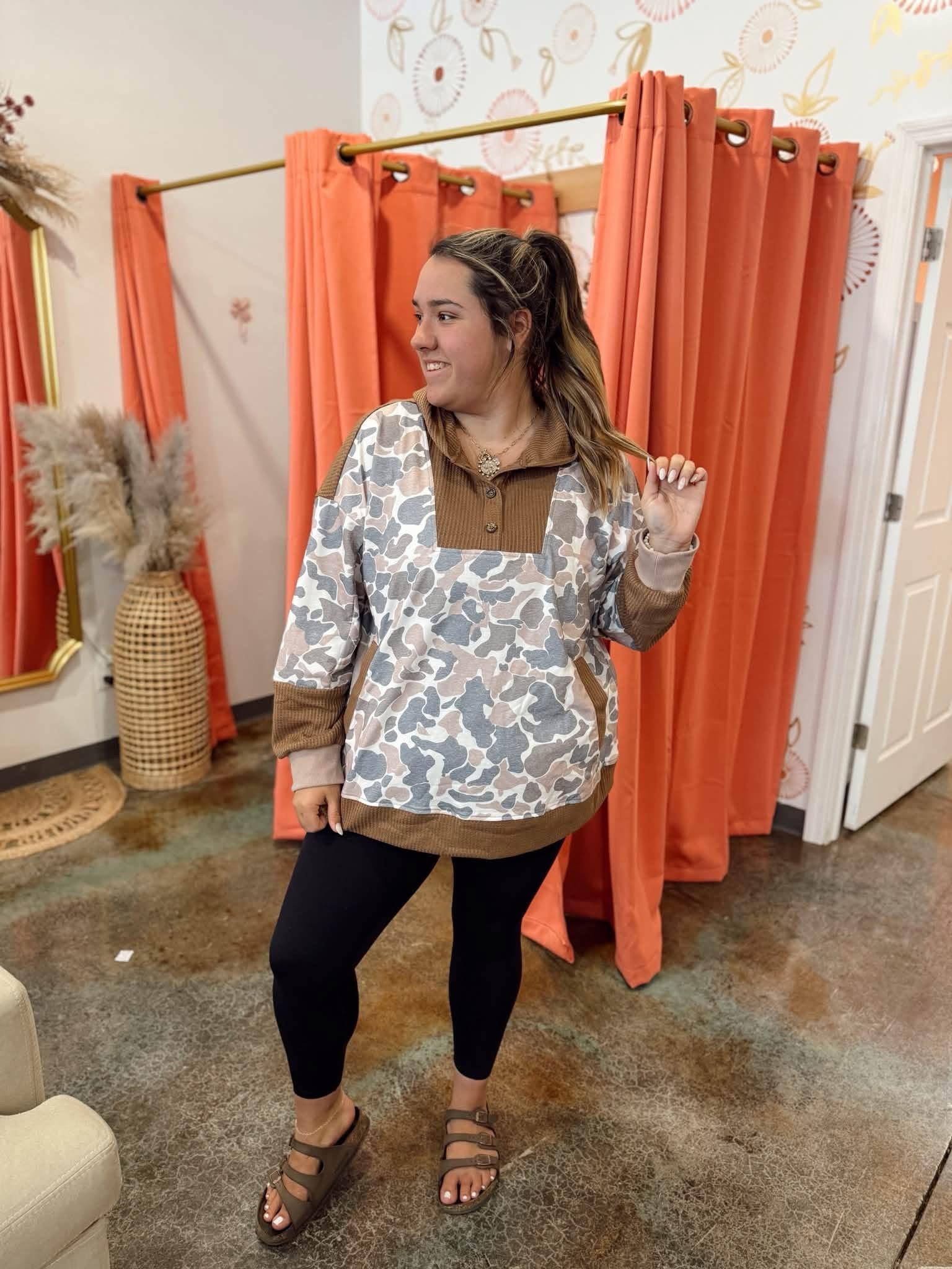 Brown & camo hoodie