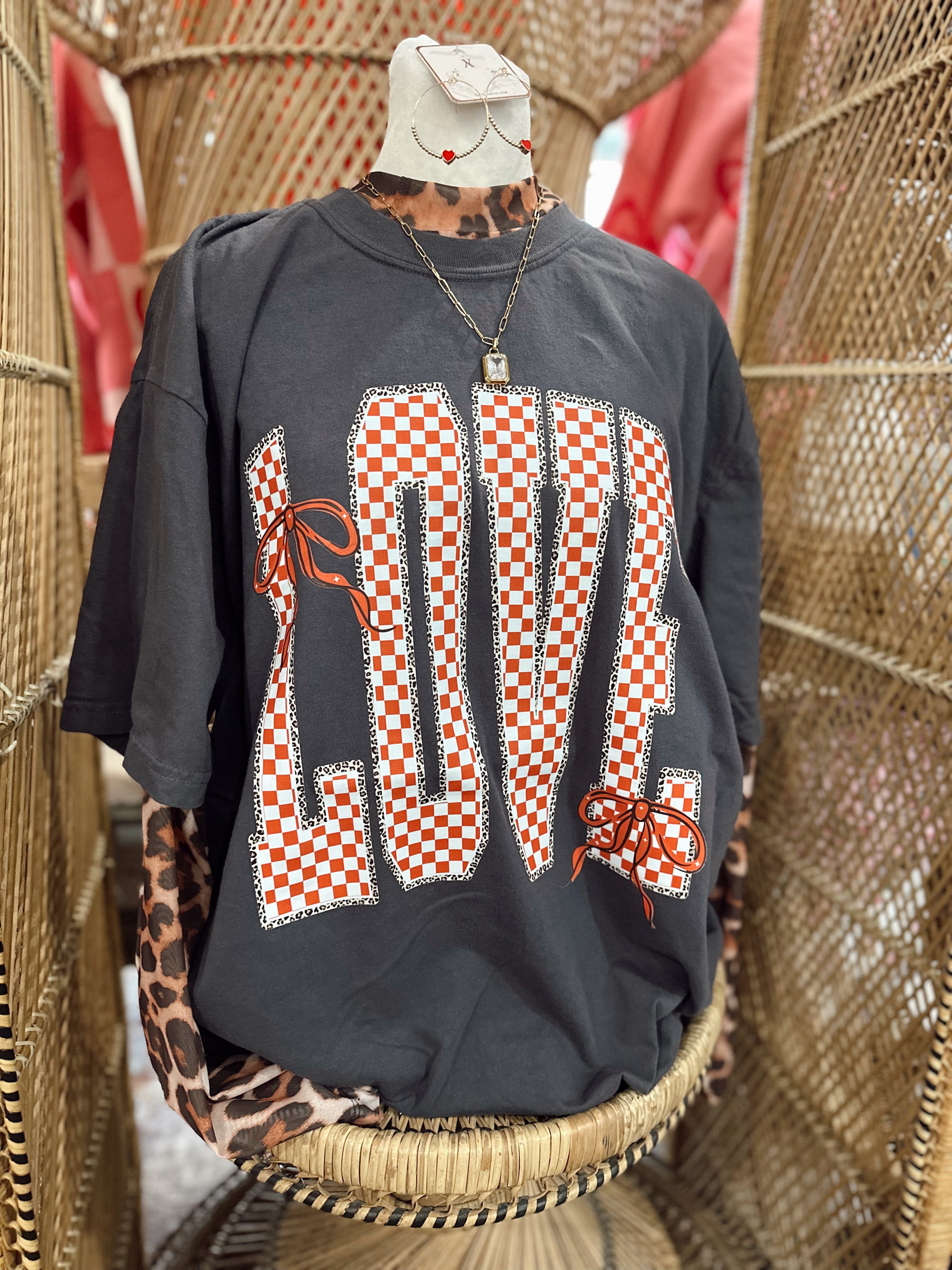 Checkered Leopard Love Tee