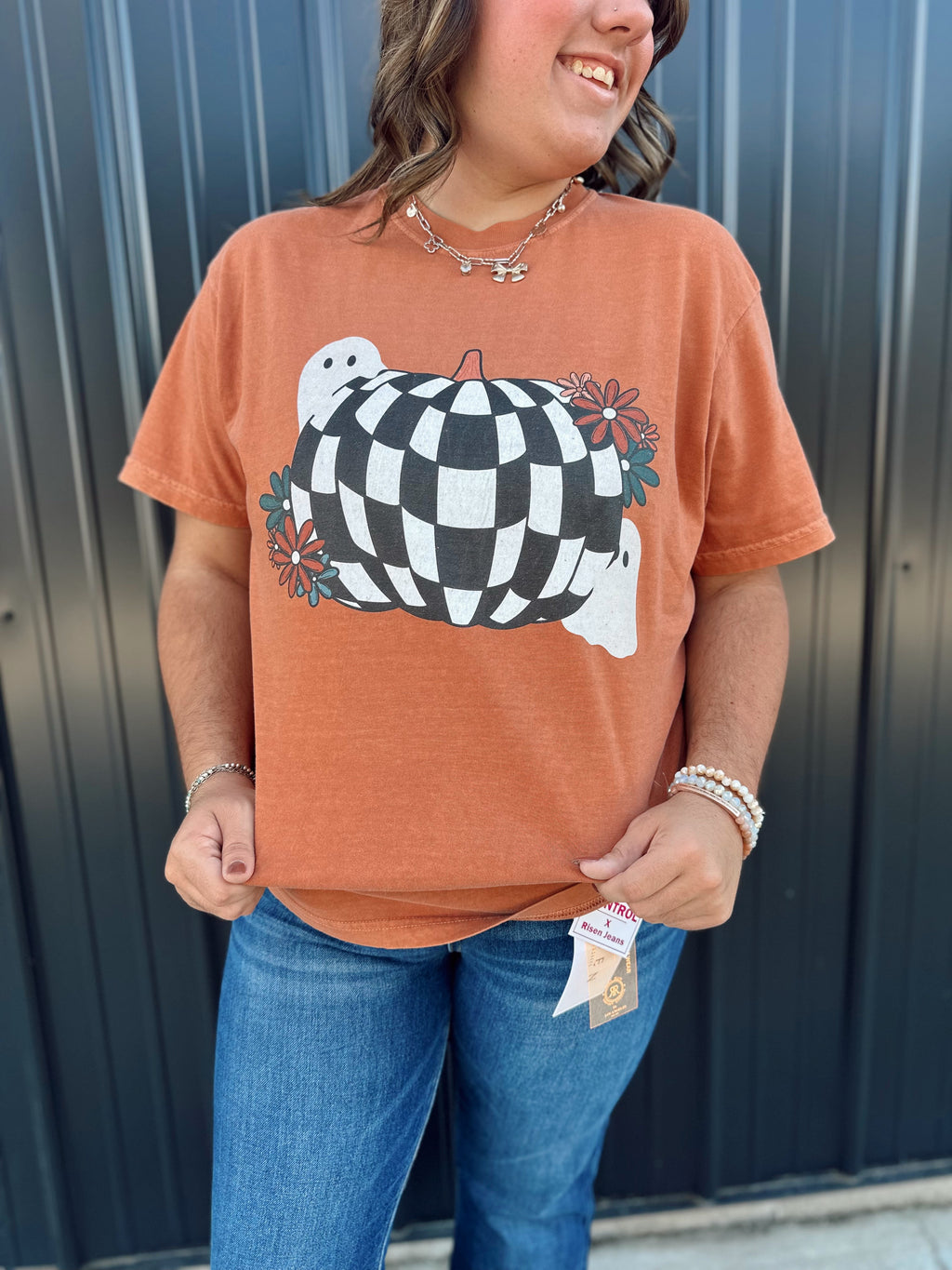 Checkered Pumpkin Tee