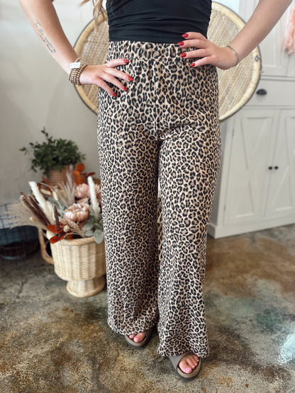 Leopard Ribbed Pants